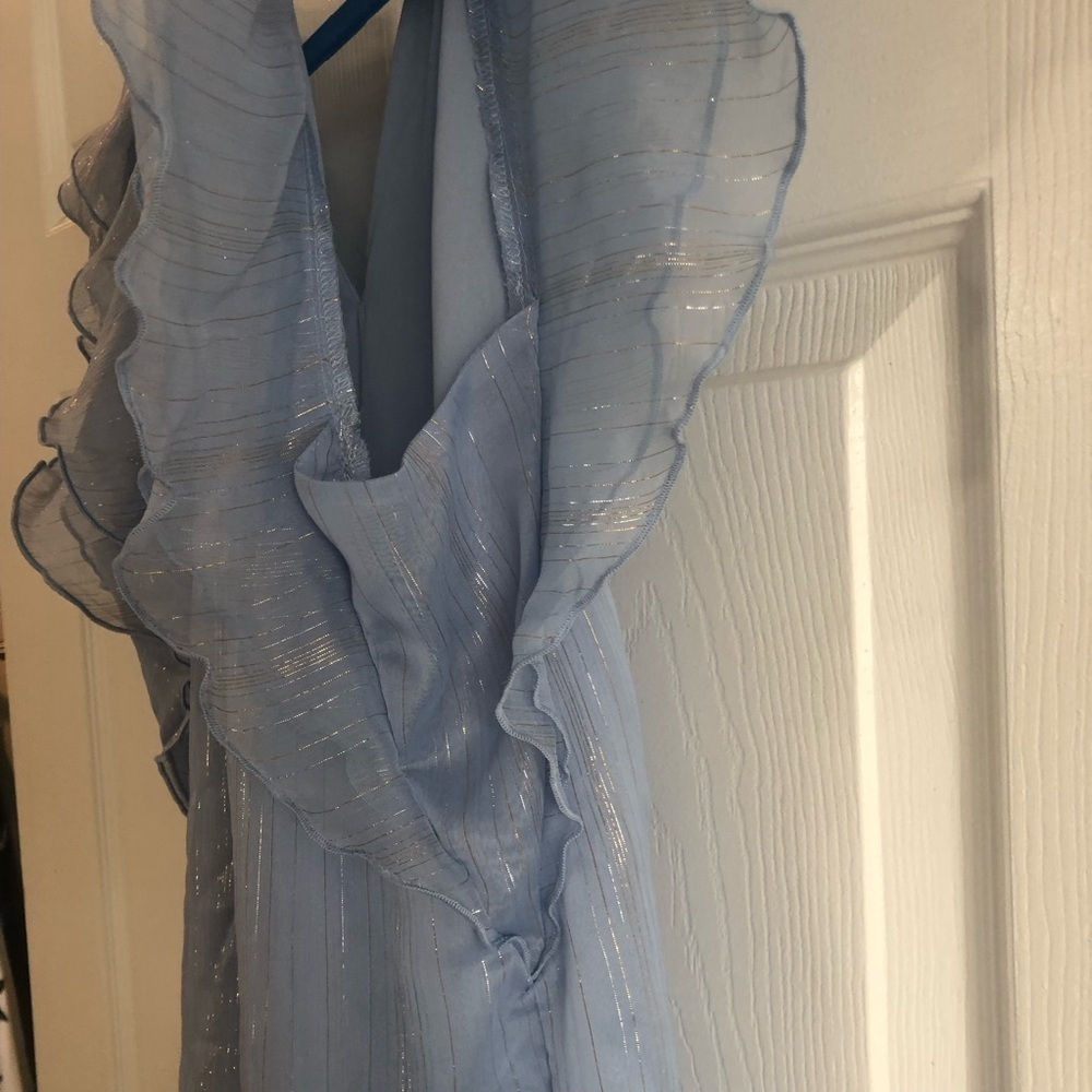LOFT Blue Ruffle Blouse - Picture 9 of 15